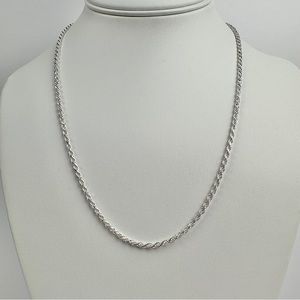Silver Chain Solid Silver Rope Chain Necklace 2.5mm 20 Inches Stamped .925 Italy